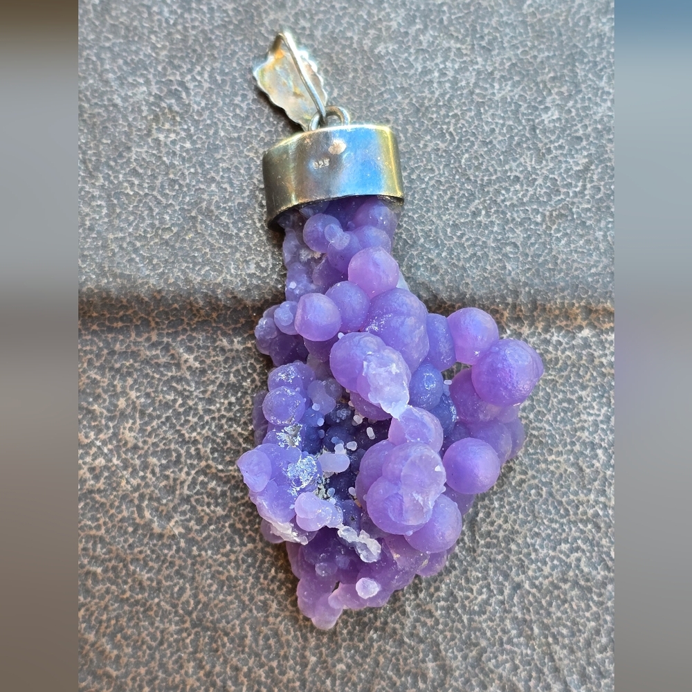 *Rare* Grape Agate Cluster Organic Solid 925 Ster… - image 3
